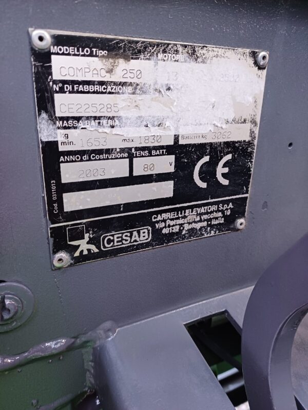 2003 cesab compact 250 carrello elevatore elettrico - immagine 11